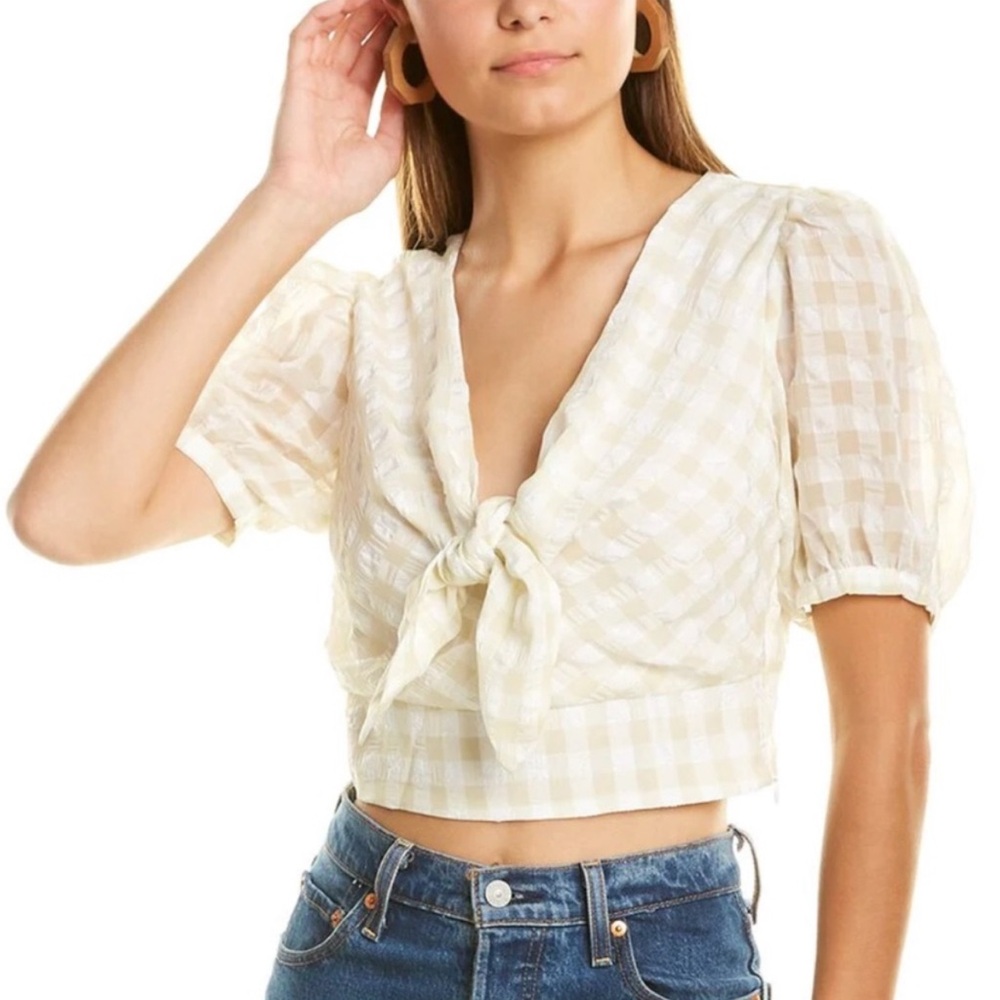 Women's Cream Checkered Top